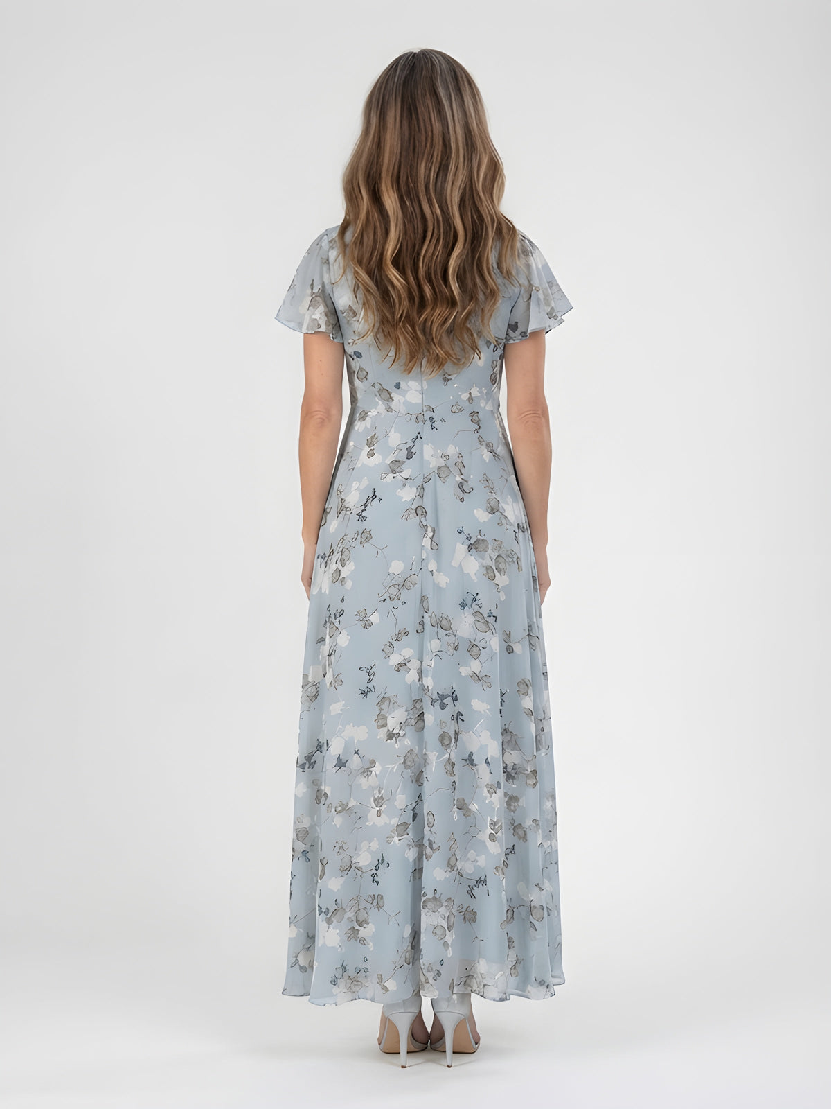 Mariam™ | Floral Chiffon V-Neck Maxi Dress
