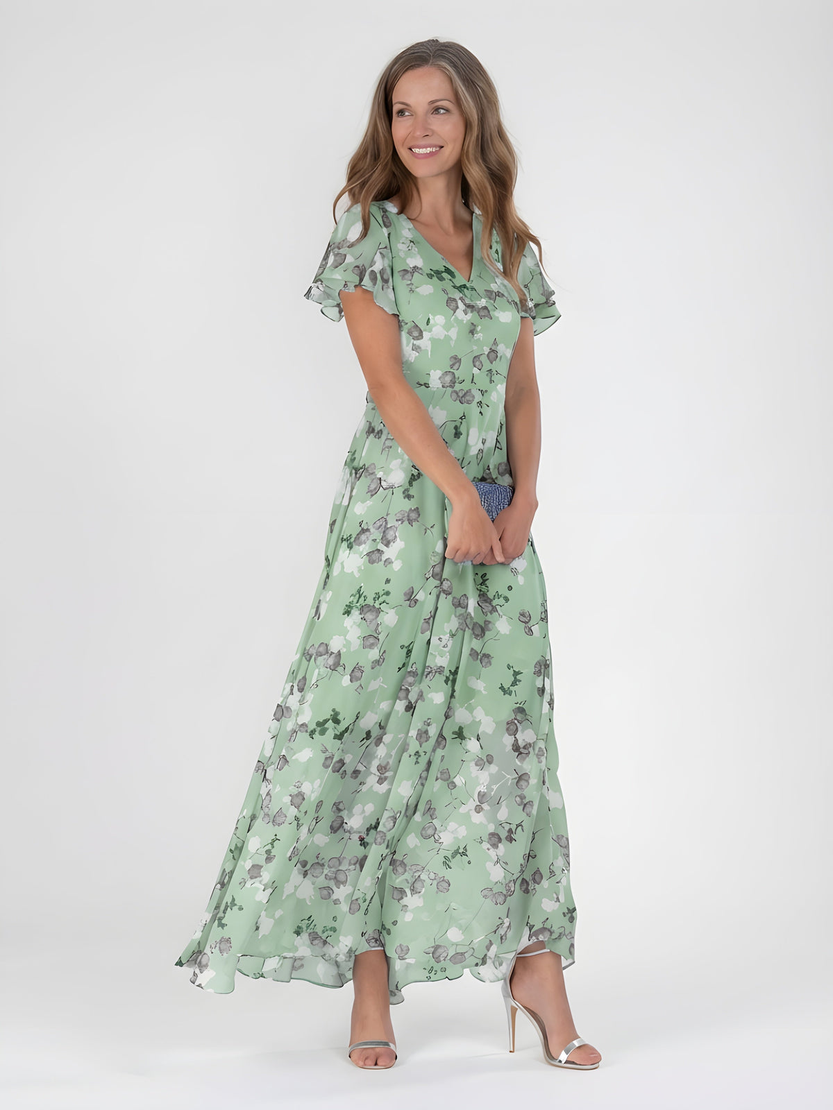 Mariam™ | Floral Chiffon V-Neck Maxi Dress