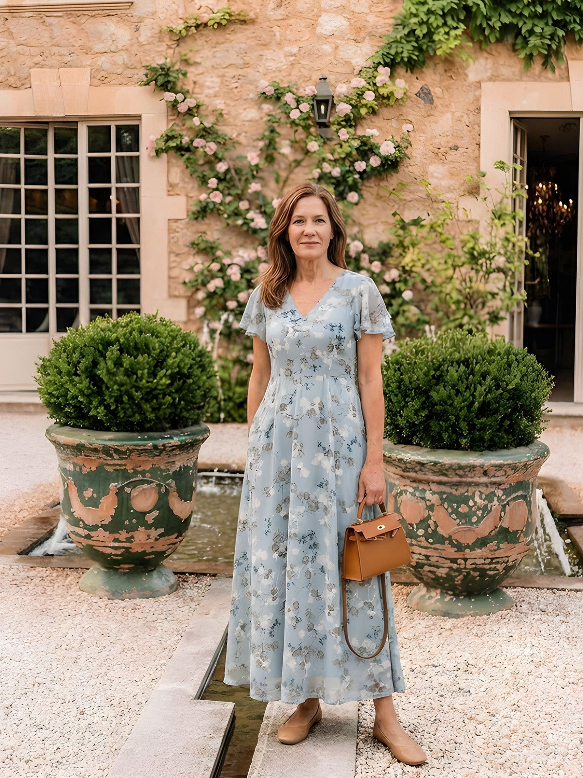Mariam™ | Floral Chiffon V-Neck Maxi Dress