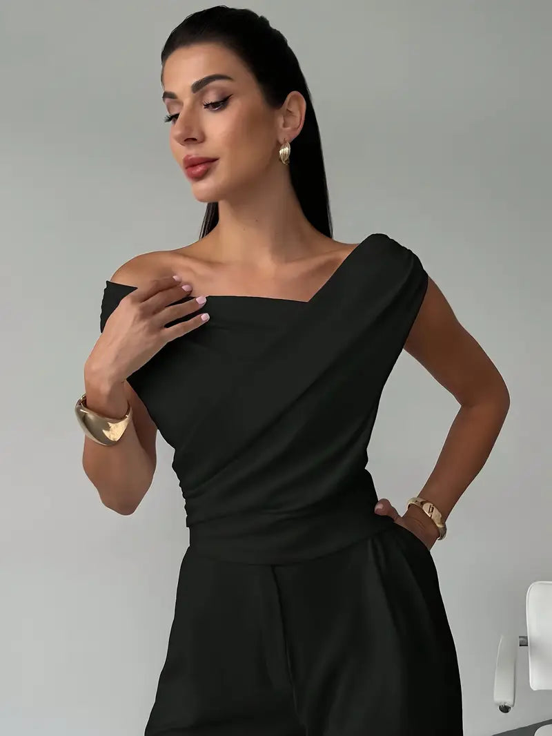 Saskia | Draped Off Shoulder Evening Top