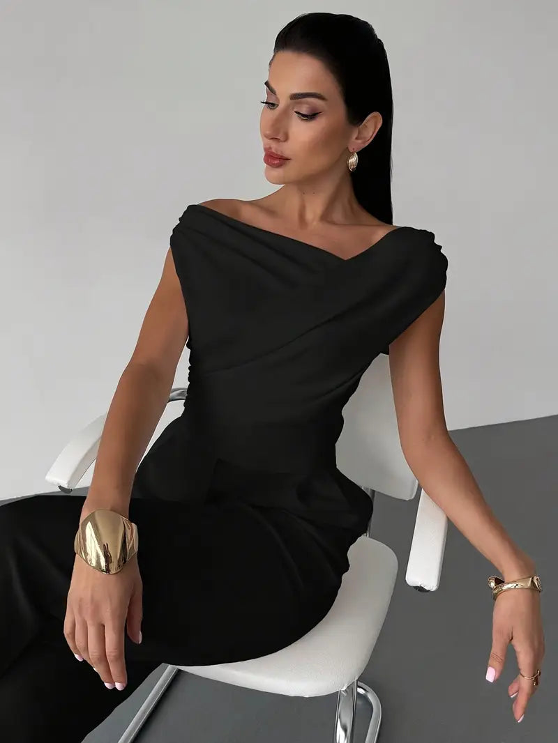 Saskia | Draped Off Shoulder Evening Top