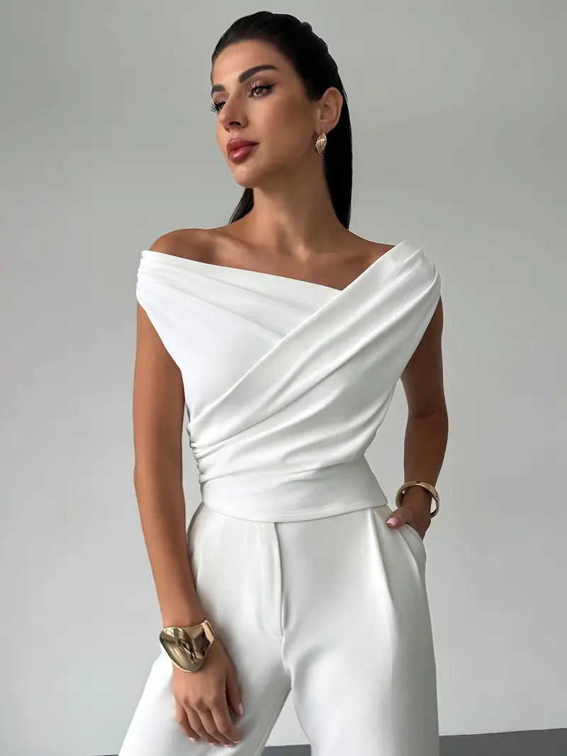 Saskia | Draped Off Shoulder Evening Top