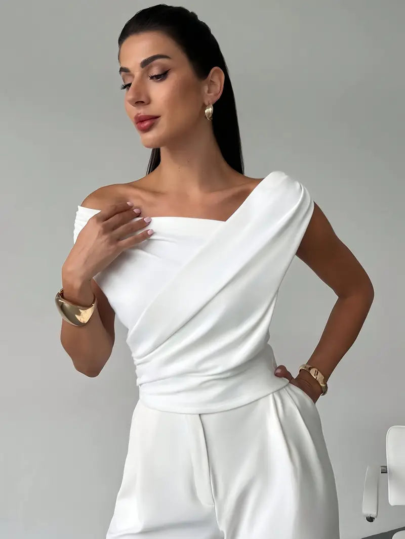 Saskia | Draped Off Shoulder Evening Top