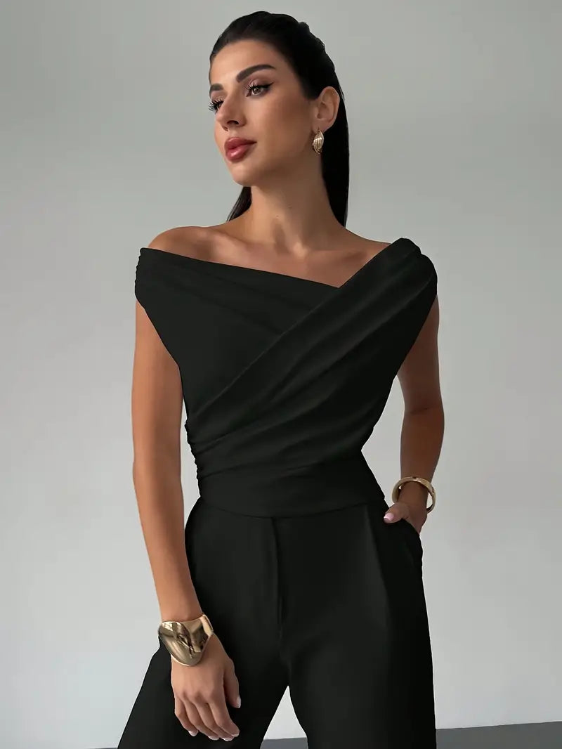 Saskia | Draped Off Shoulder Evening Top