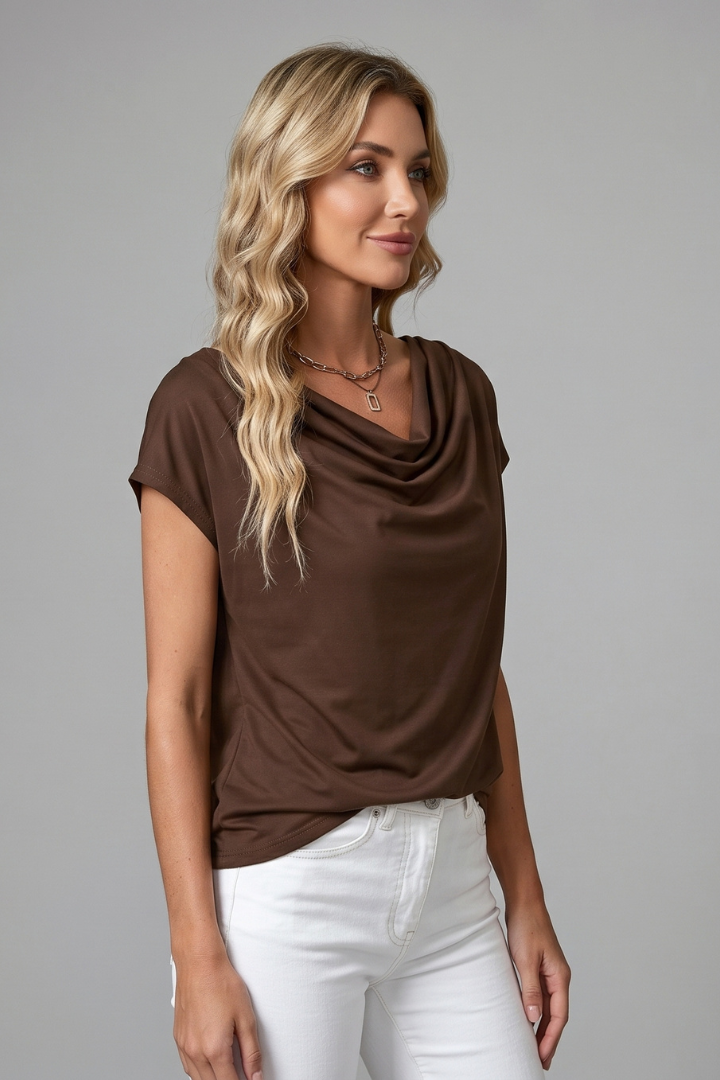 Imogen | Cowl Neck Draped Work Blouse