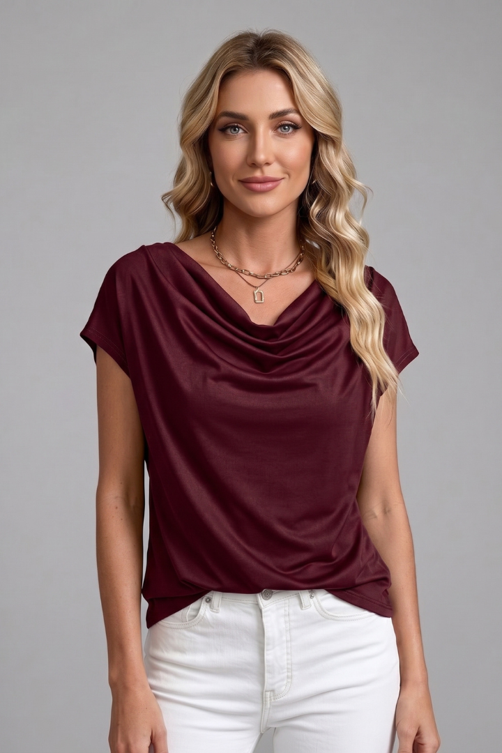 Imogen | Cowl Neck Draped Work Blouse