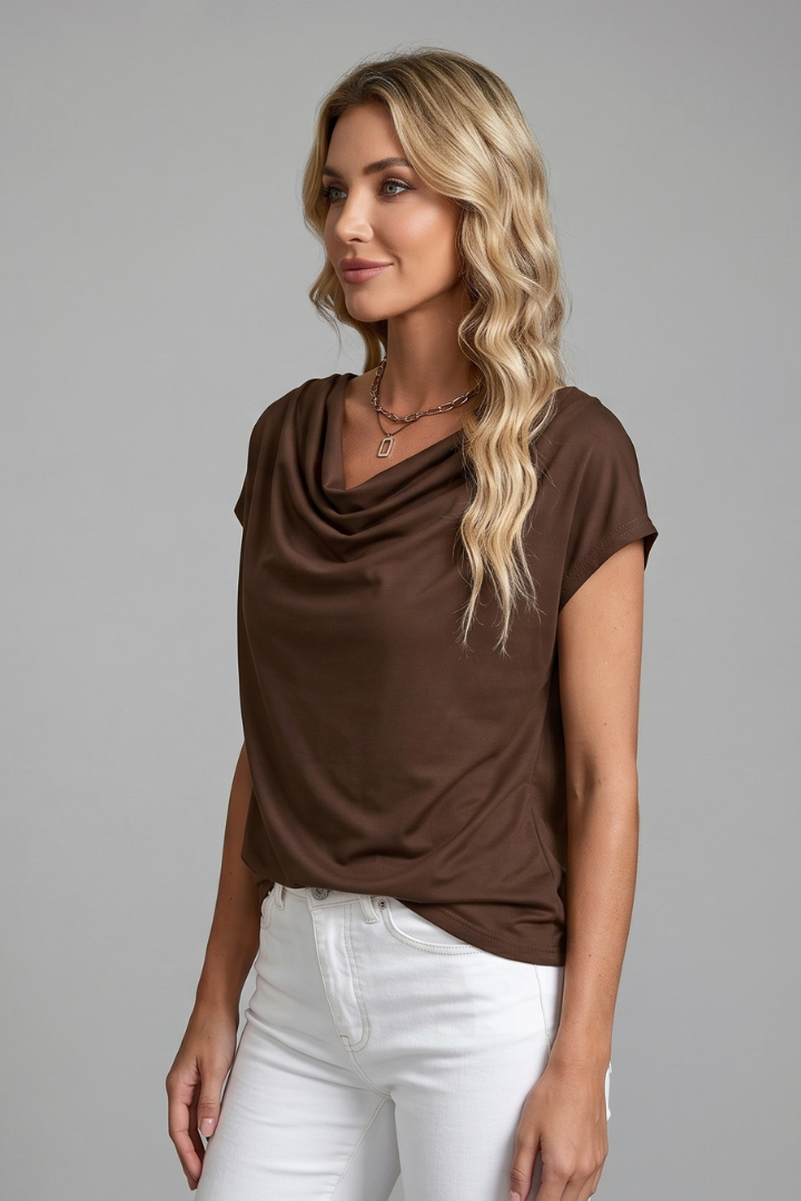 Imogen | Cowl Neck Draped Work Blouse