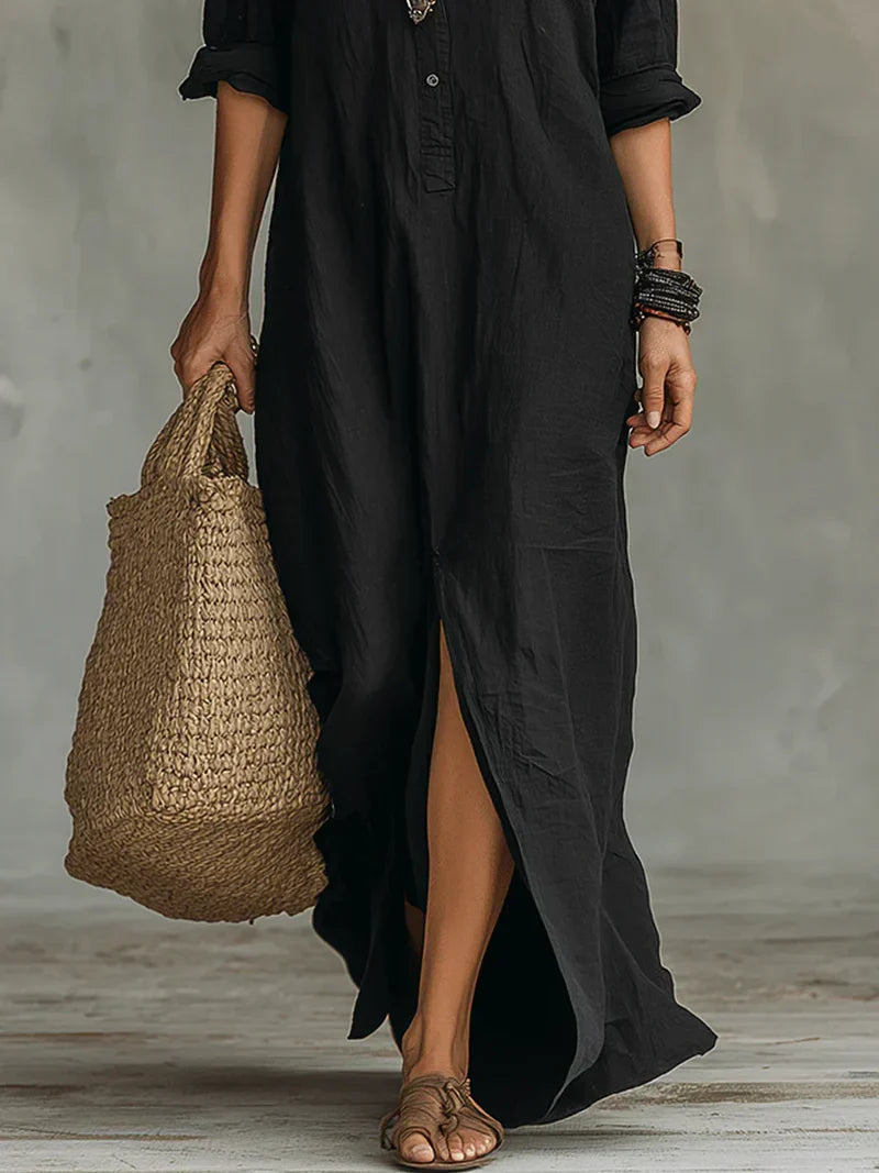 Céline™ | Loose Maxi Dress with Buttons