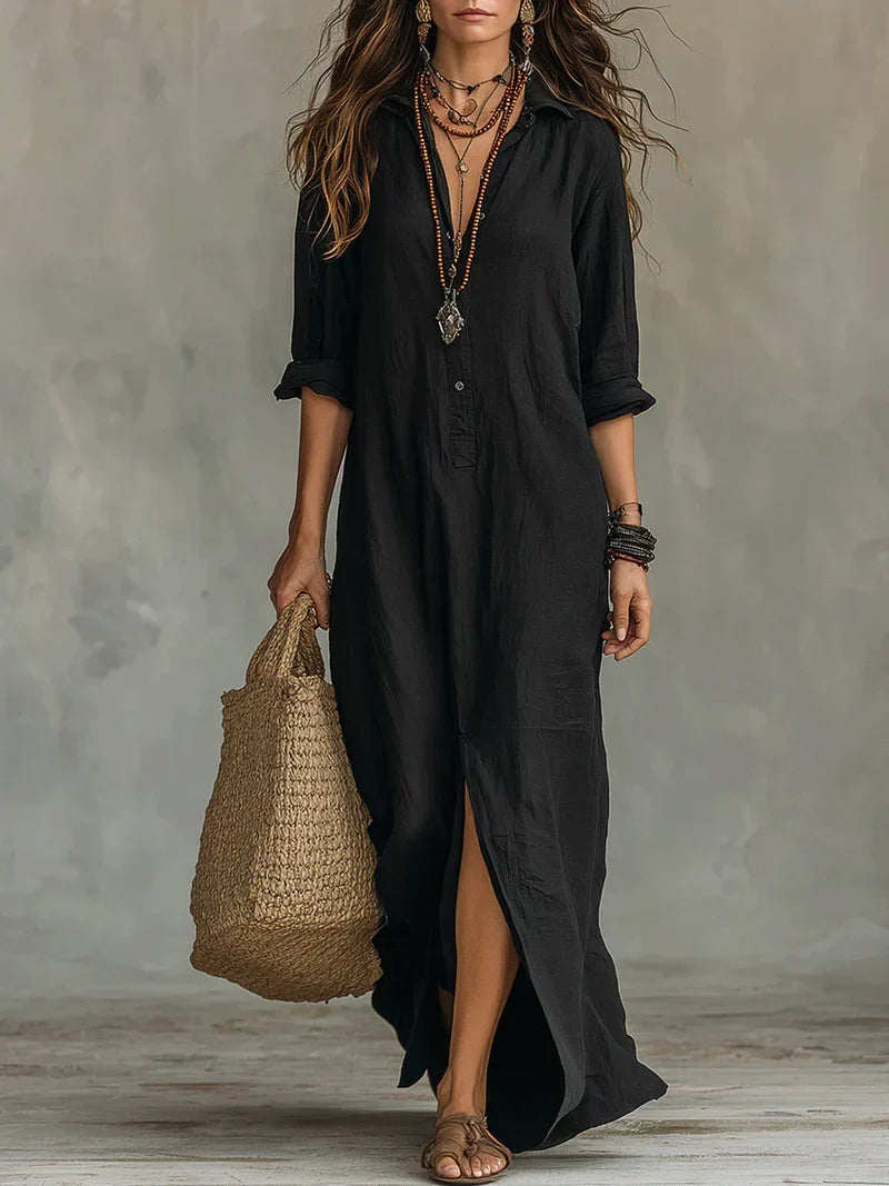 Céline™ | Loose Maxi Dress with Buttons