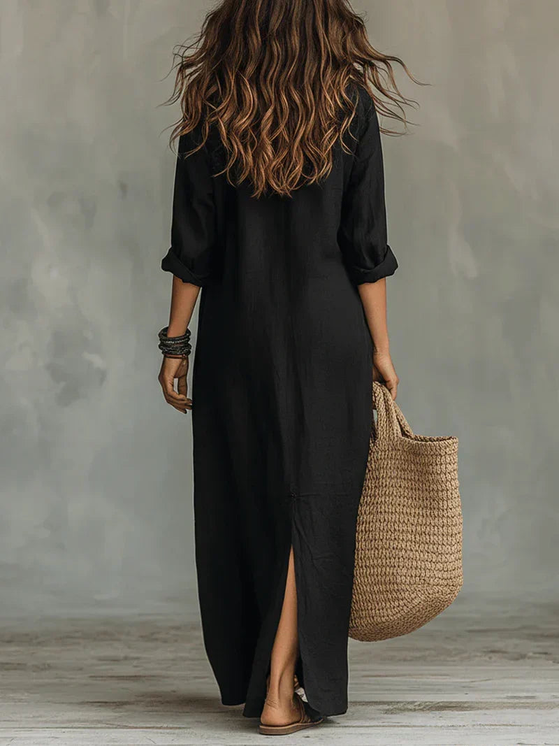 Céline™ | Loose Maxi Dress with Buttons