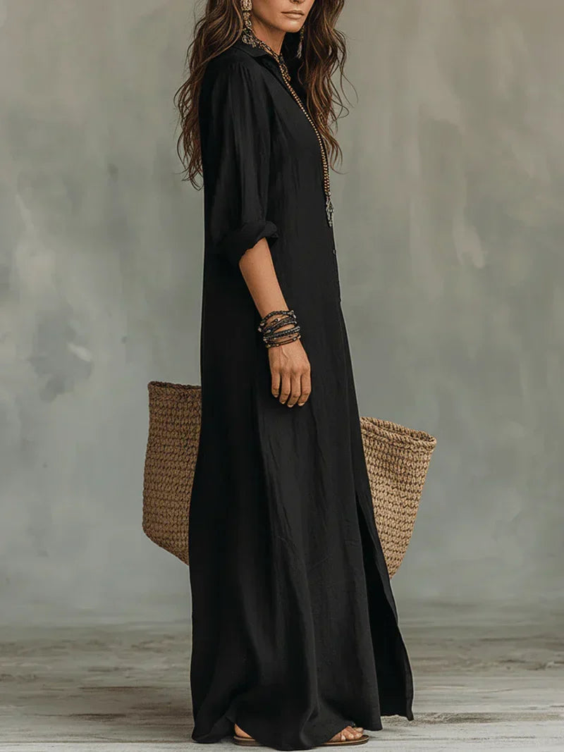 Céline™ | Loose Maxi Dress with Buttons