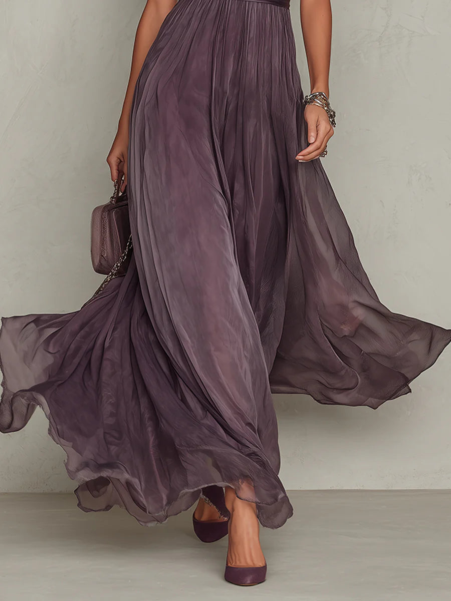 Flavia™ | Keyhole Chiffon Lace Maxi Dress
