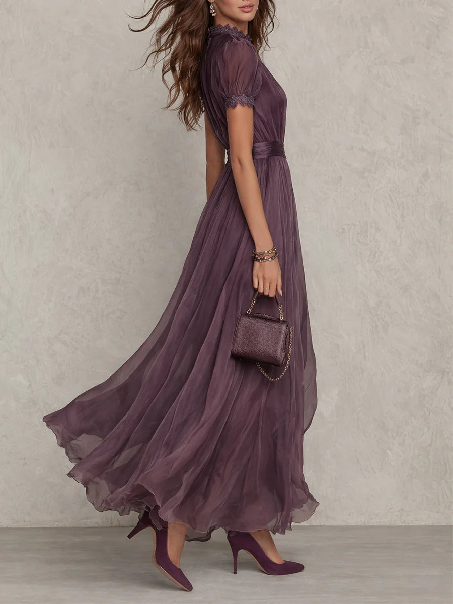 Flavia™ | Keyhole Chiffon Lace Maxi Dress