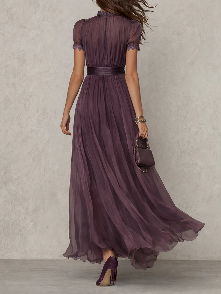 Flavia™ | Keyhole Chiffon Lace Maxi Dress
