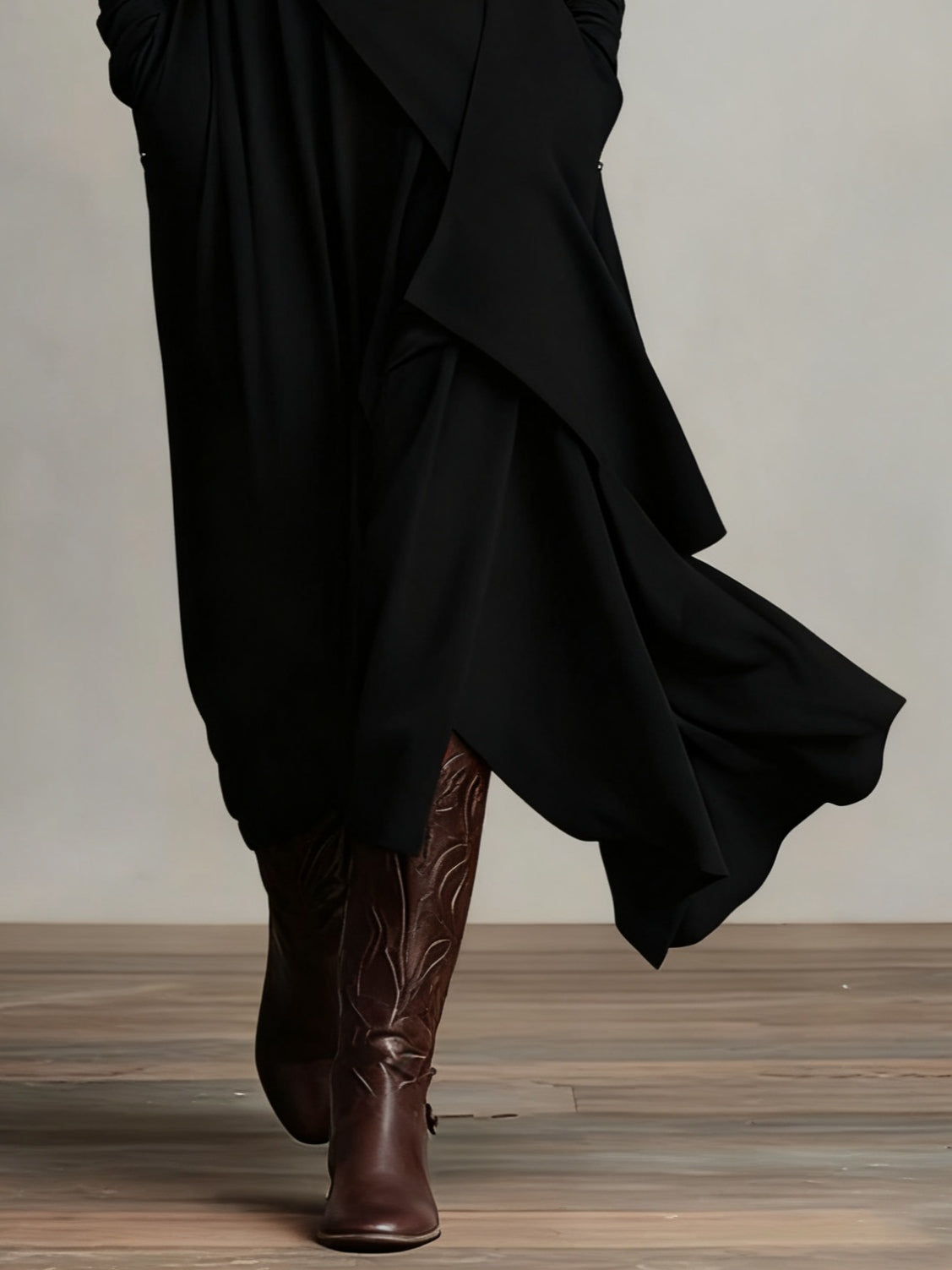 Arielle™ | Asymmetrical Turtleneck Maxi Dress