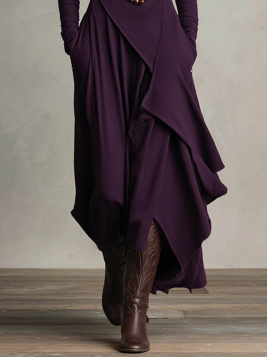 Arielle™ | Asymmetrical Turtleneck Maxi Dress