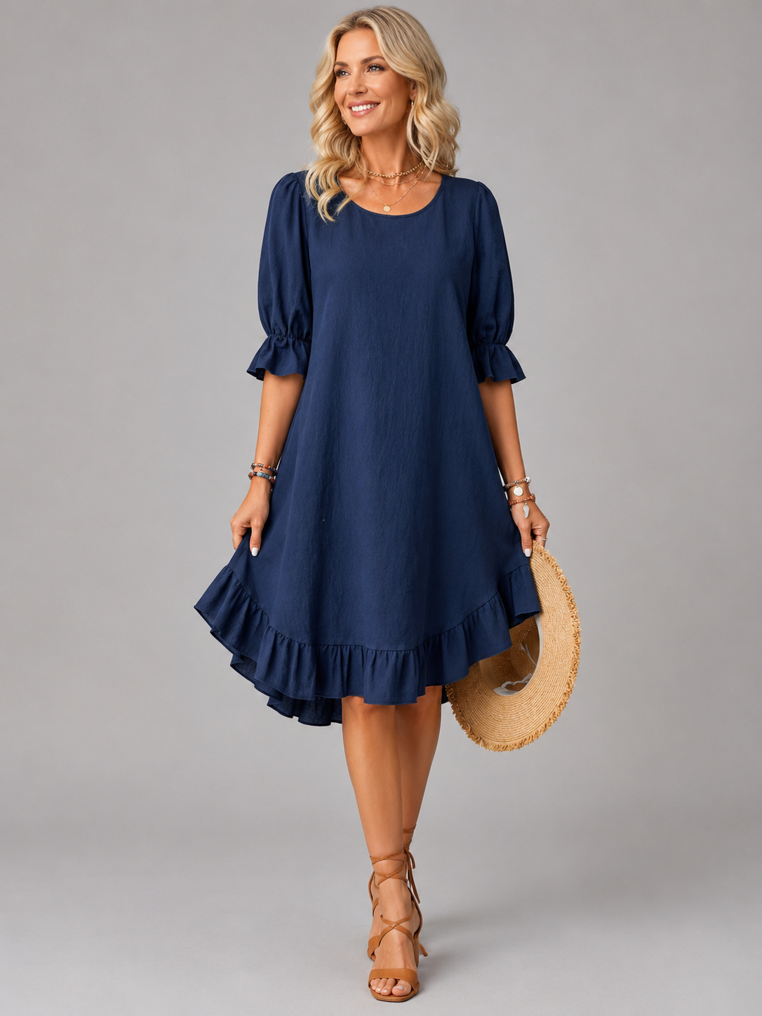 Yara™ | Relaxed Ruffle-Hem Midi Dress