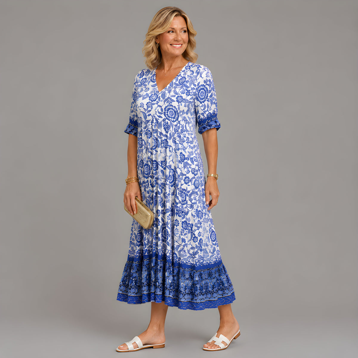 Remington™ | Floral V-Neck Midi Dress