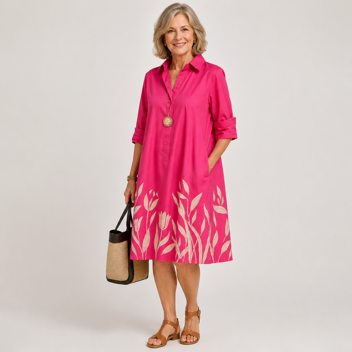 Nina™ | Button-Front Relaxed Midi Dress
