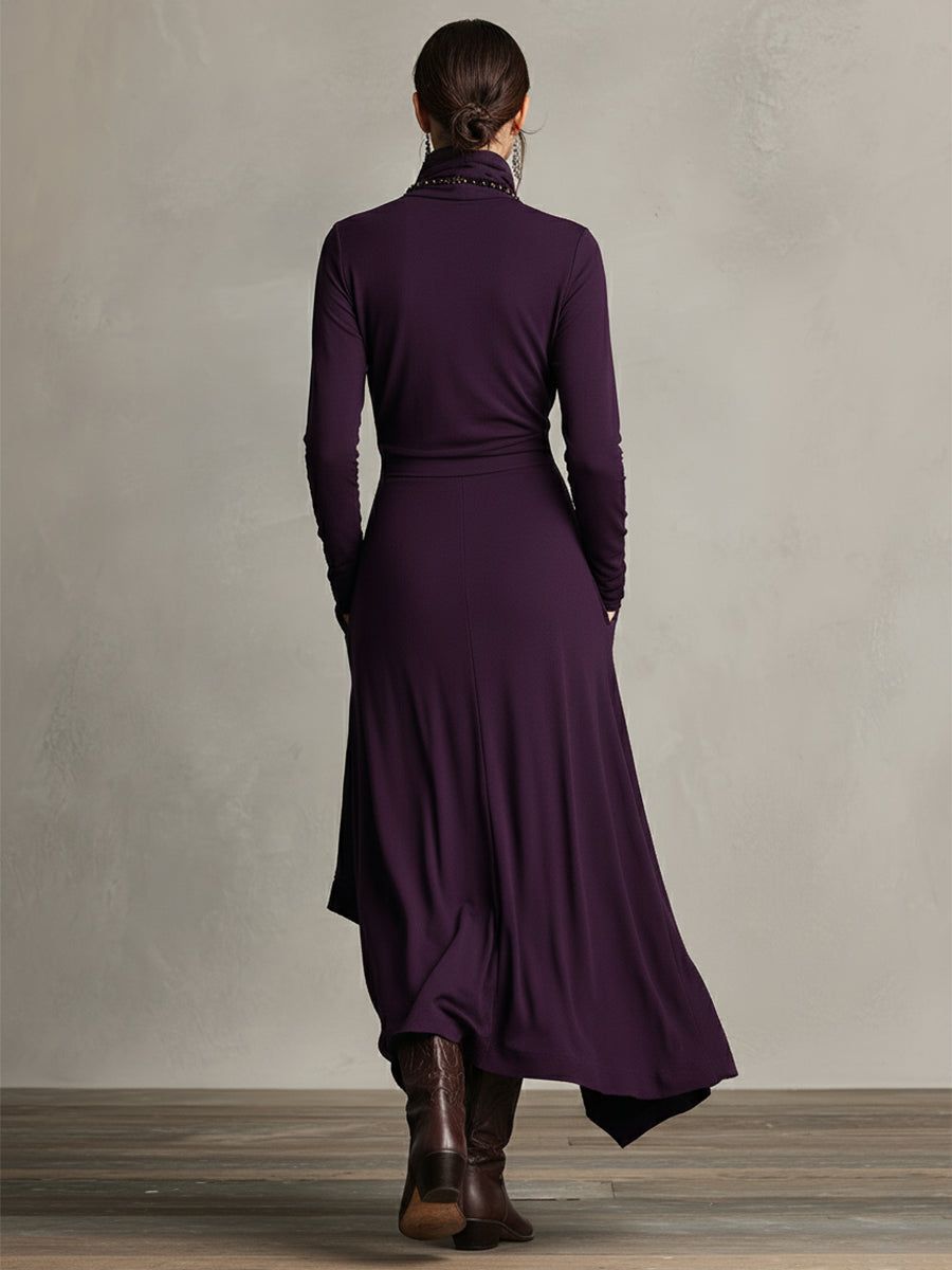Rhea™ | Draped Turtleneck Maxi Dress