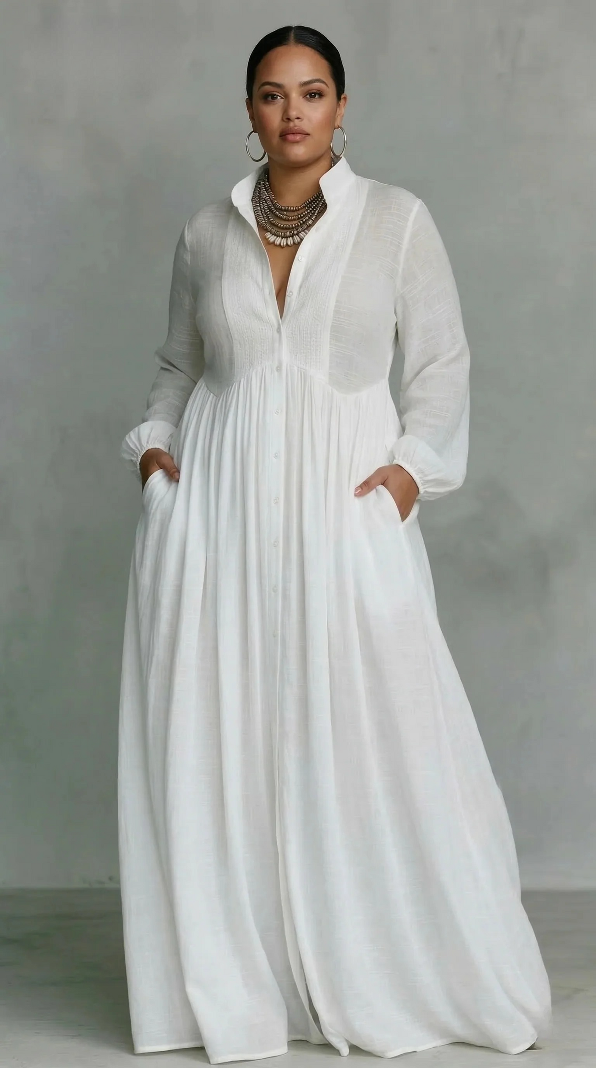 Serena™ | Flowing Button-Front Maxi Dress