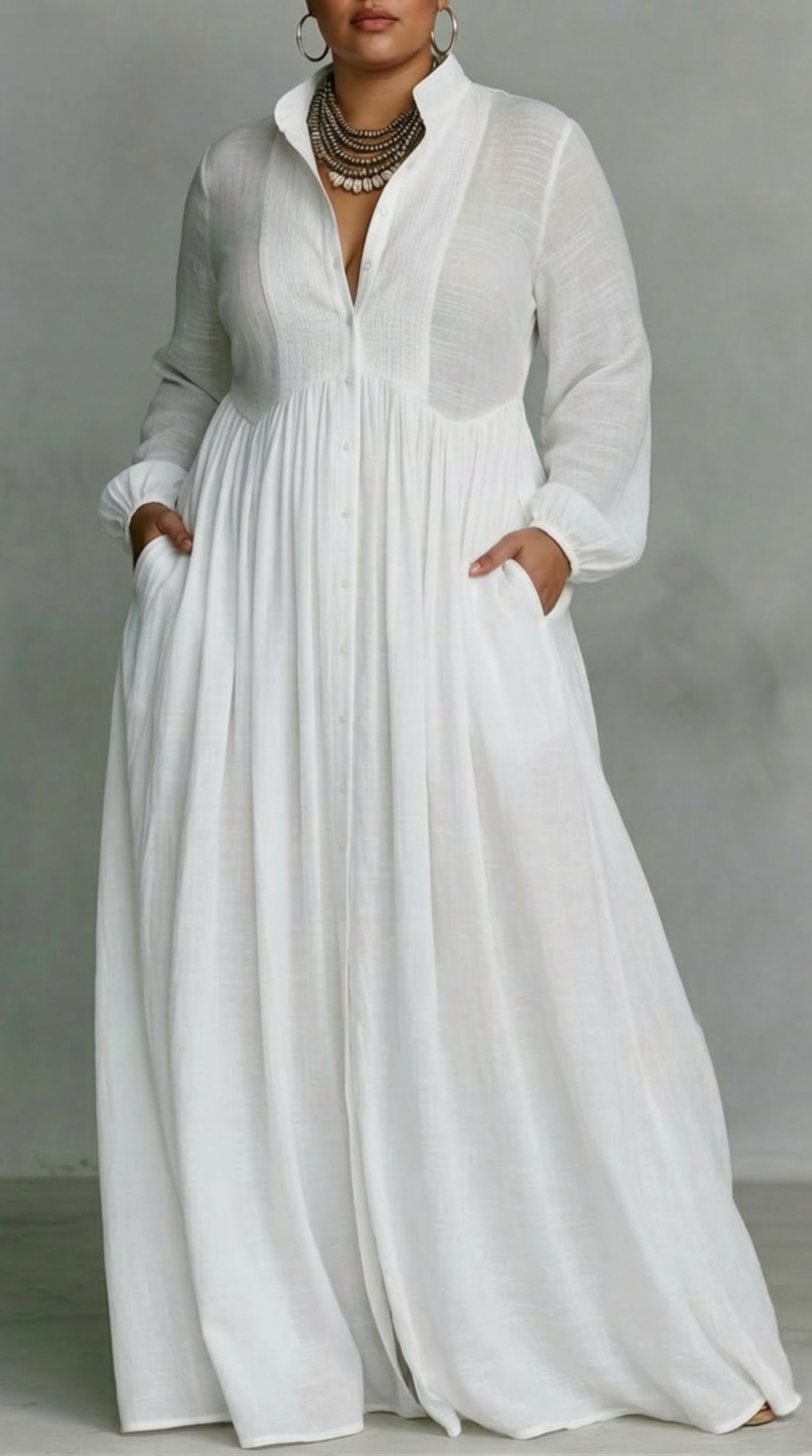 Serena™ | Flowing Button-Front Maxi Dress