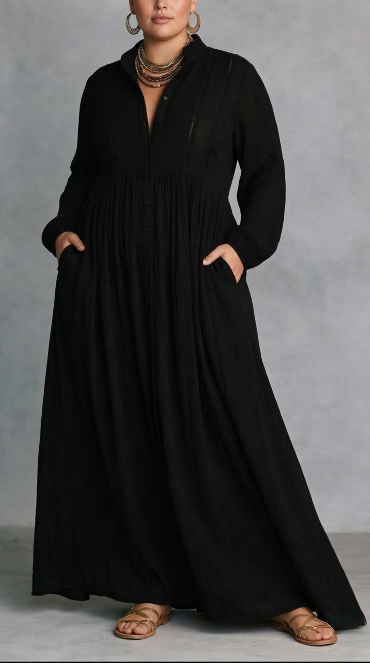 Serena™ | Flowing Button-Front Maxi Dress