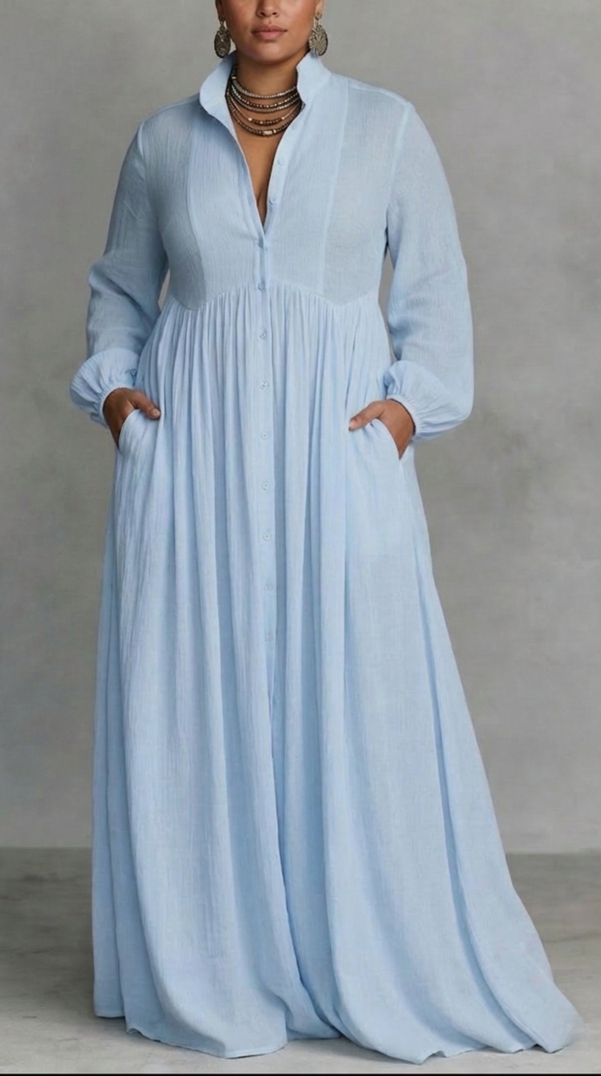 Serena™ | Flowing Button-Front Maxi Dress