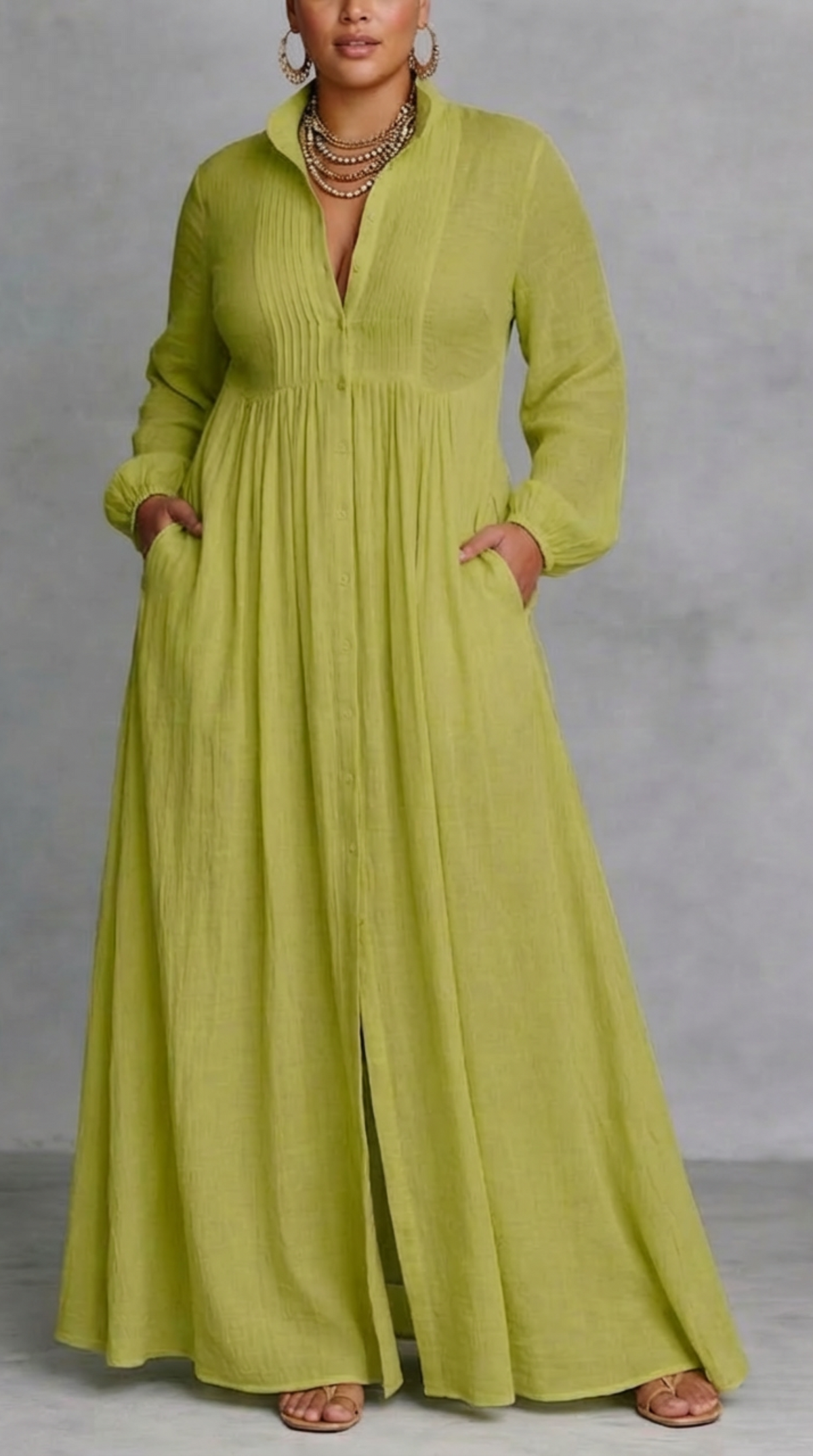 Serena™ | Flowing Button-Front Maxi Dress