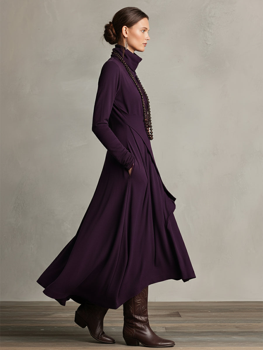 Rhea™ | Draped Turtleneck Maxi Dress